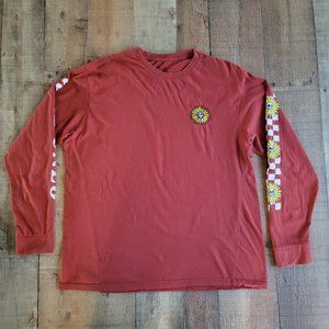 Eighty Eight Brick Red Sunflower Skull Longsleeve T-Shirt